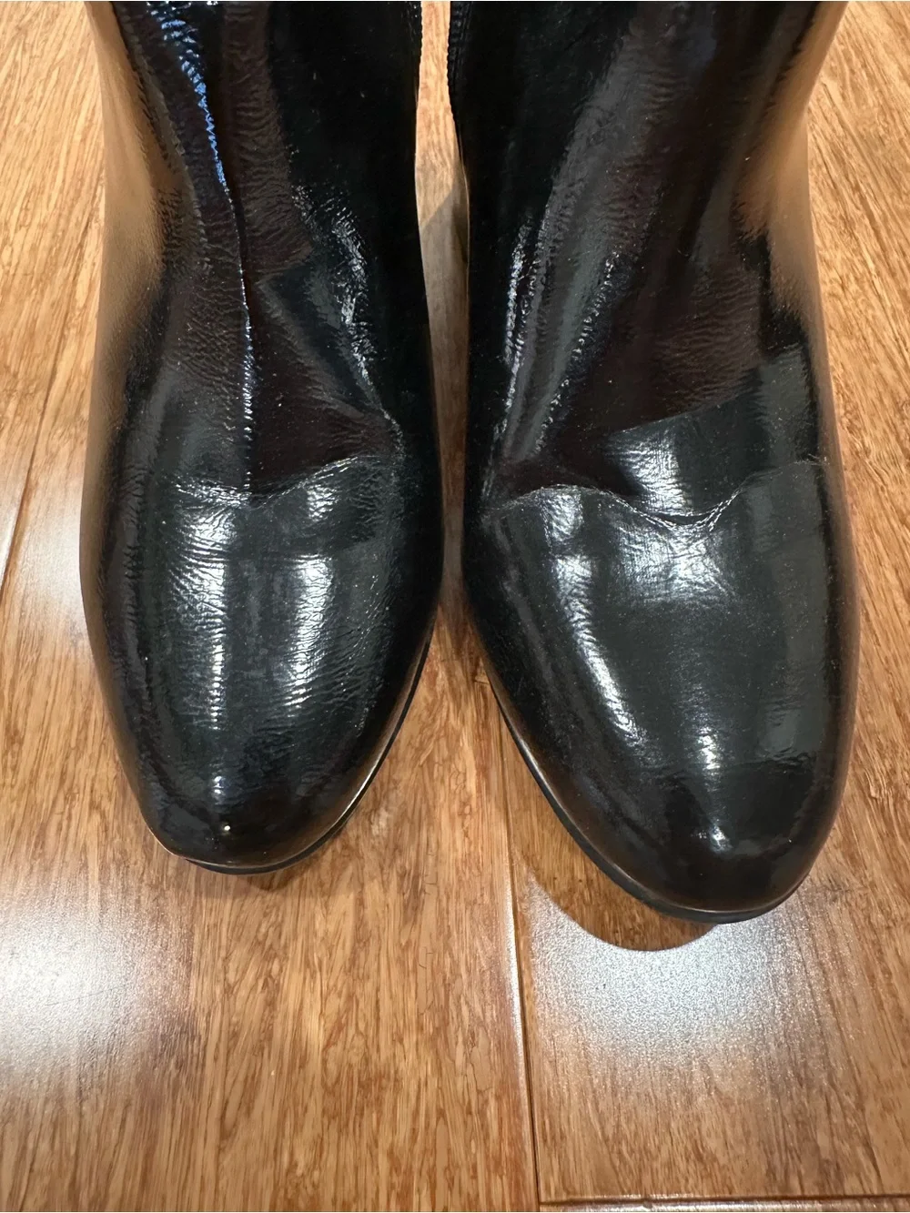 Madden Girl Black Patent Block Heel Ankle Boots